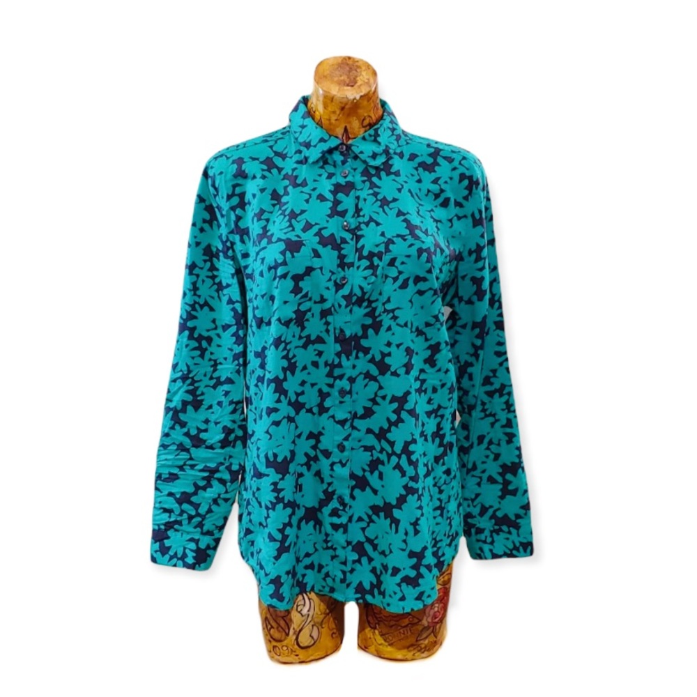 Ann Taylor LOFT top LARGE shirt long sleeve button down shirt
